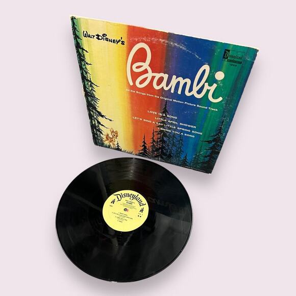 Vintage 1963 Disney's Bambi Soundtrack Vinyl Record LP Disneyland Kids Music - Picture 3 of 3